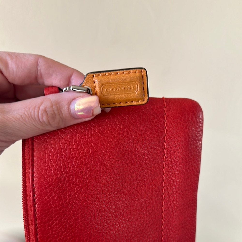 Coach Red/Orange Leather Wristlet! - Picture 5 of 5